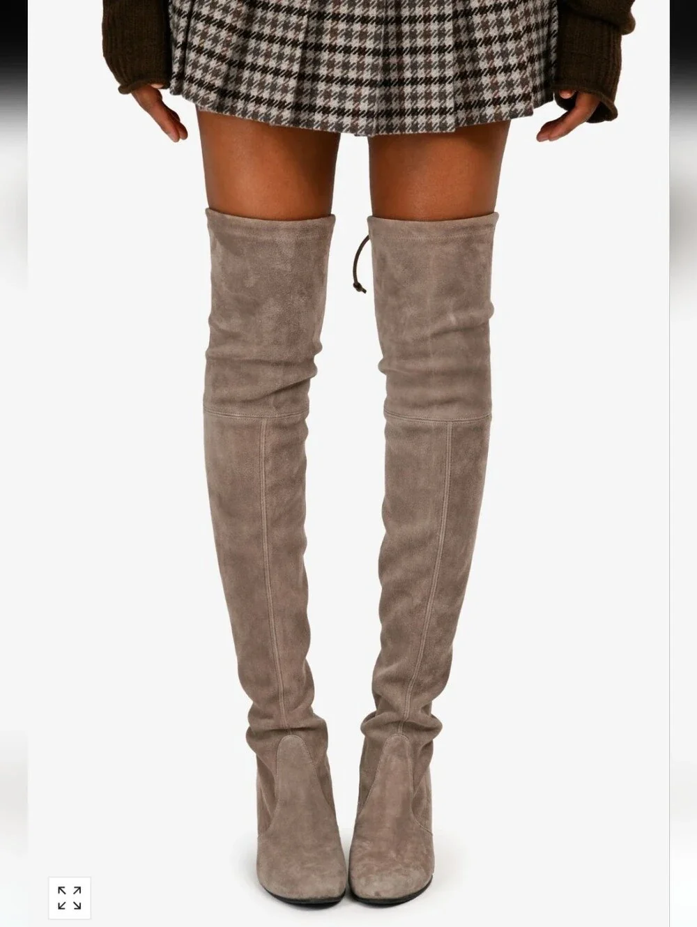 Stuart Weitzman Taupe Suede Thigh High Heeled Boots